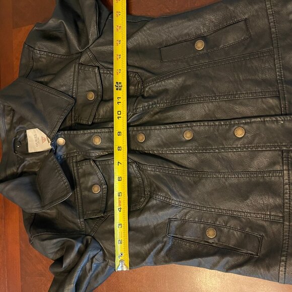 Guess Womens Black Faux Leather Jacket With Snap Buttons Size S - Picture 8 of 11